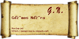Gémes Nóra névjegykártya
